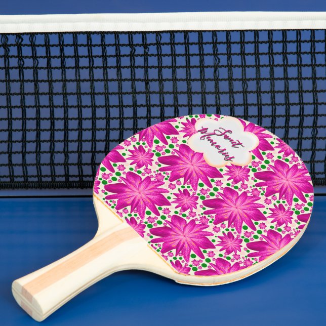 Raquete De Ping Pong Padrão Floral Sem Costura Rosa Quente Personalizad (Insitu)
