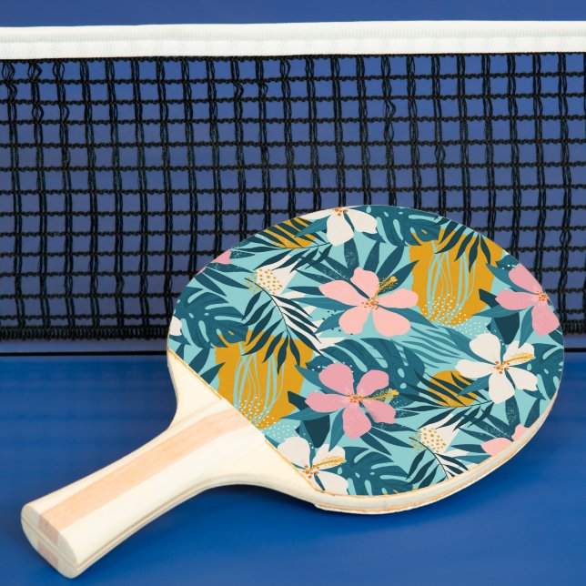 Raquete De Ping Pong Padrão Floral Tropical de Hibiscus (Insitu)
