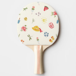 Raquete De Ping Pong Padrão Fofo de Aquarela de Verão