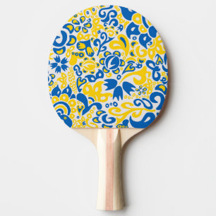 Raquete De Ping Pong Padrão Folclore com cores de bandeira ucraniana