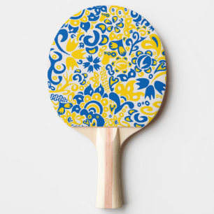 Raquete De Ping Pong Padrão folclórico com cores da bandeira ucraniana