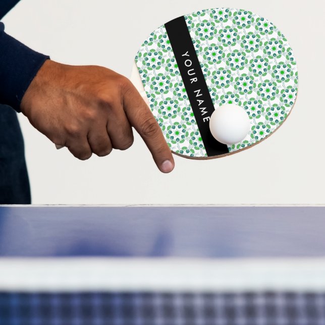 Raquete De Ping Pong Padrão Folha, Folhas Verdes, Seu Nome (Insitu)
