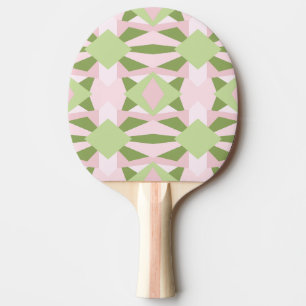 Raquete De Ping Pong Padrão Geométrico Abstrato em Verde e Rosa Pastel