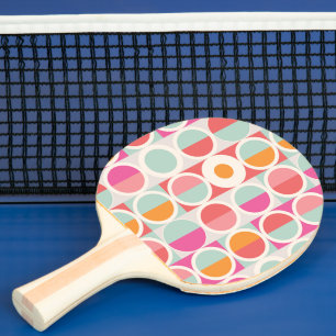 Raquete De Ping Pong Padrão Geométrico Azul Cor-de-laranja Cor-de-rosa