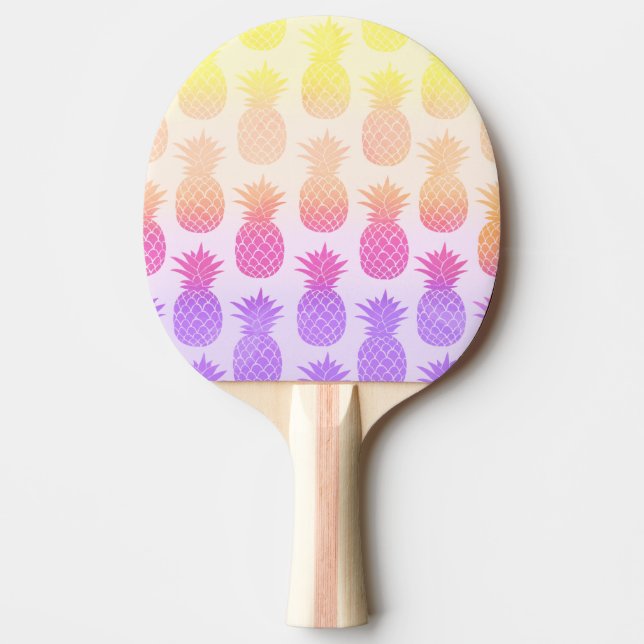 Raquete De Ping Pong Padrão Girly Topical Rainbow Summer Pineapple (Frente)