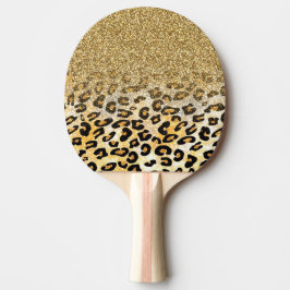 Raquete De Ping Pong Padrão Leopardo Moderno Dourado Ombre Glitter