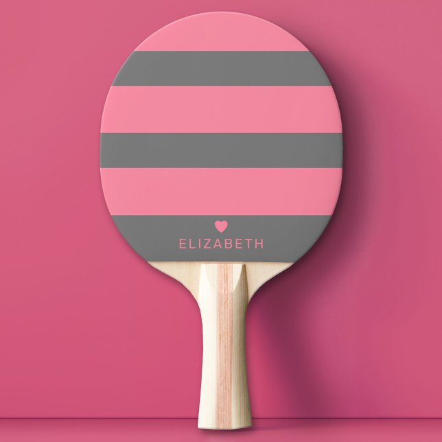 Raquete De Ping Pong Padrão Linear Cor-de-Rosa Negrito Moderno com Cora (Custom Ping Pong Paddle)