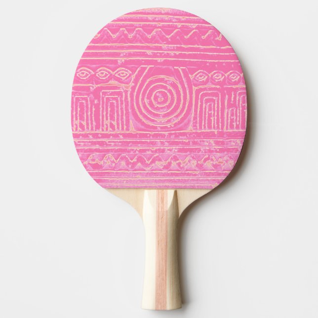 Raquete De Ping Pong Padrão Mesopotâmico Sumeriano Antigo Rosa (Frente)