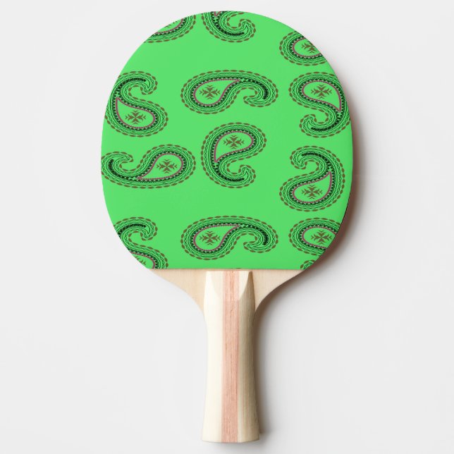 Raquete De Ping Pong Padrão paisley decorativo em verde (Frente)