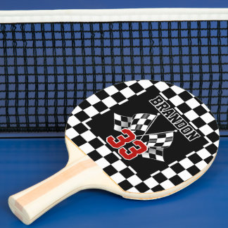 Raquete De Ping Pong Padrão Personalizado de Bandeira Xadrez Preto e Br