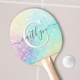 Raquete De Ping Pong Padrão Personalizado do Pastel Bokeh Glitter