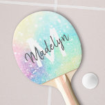 Raquete De Ping Pong Padrão Personalizado do Pastel Bokeh Glitter<br><div class="desc">Um bonito plano de fundo brilhante em lindas cores pastel. Você pode personalizar facilmente com seu monograma e/ou nome personalizado.</div>