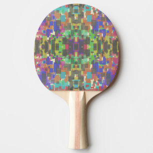 Raquete De Ping Pong Padrão Pixelado Além das Cores do Arco-íris