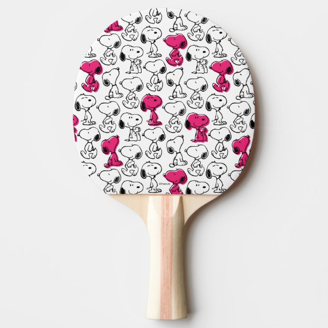 Raquete De Ping Pong Padrão preto e magenta do snoopy (Frente)