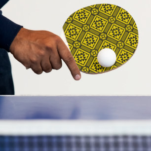 Raquete De Ping Pong Padrão Românico dos lírios negros amarelos medieva