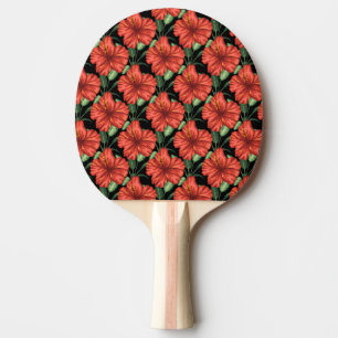 Raquete De Ping Pong Padrão sem costura Flores vermelhas tropicais Folh