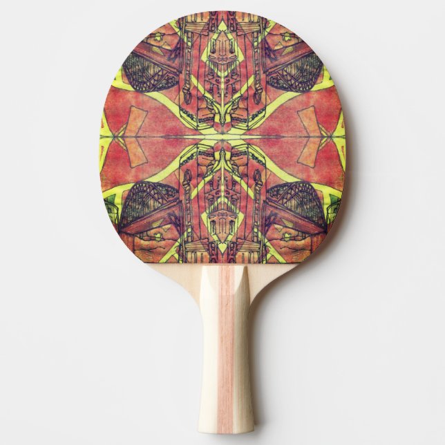 Raquete De Ping Pong Padrão simétrico vermelho e amarelo (Frente)