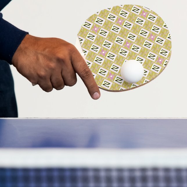 Raquete De Ping Pong Padrão Tribal Geométrico Moderno Oliva e Magenta (Insitu)