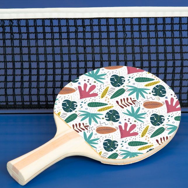 Raquete De Ping Pong padrão tropical com folhas coloridas (Insitu)