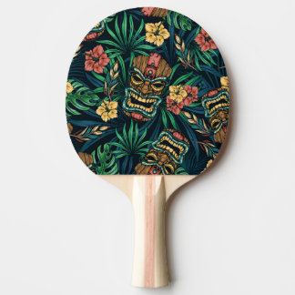Raquete De Ping Pong Padrão Tropical de Máscara de Tiki Havaiano