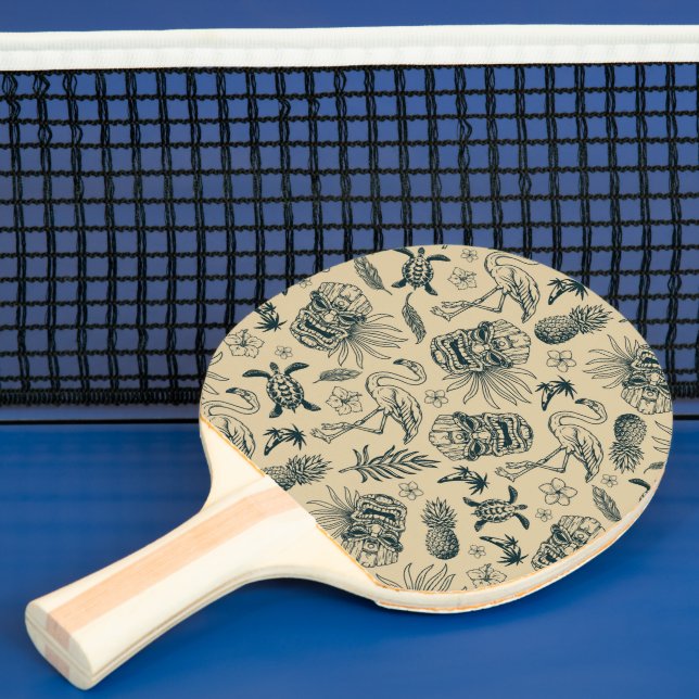 Raquete De Ping Pong Padrão tropical do Vintage (Insitu)