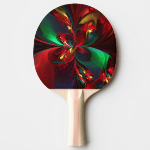 Raquete De Ping Pong Padrão Verde Vermelho Abstrato Floral Moderno #11