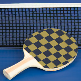 Raquete De Ping Pong Padrão Verificado Dourado e Marinho Elegante