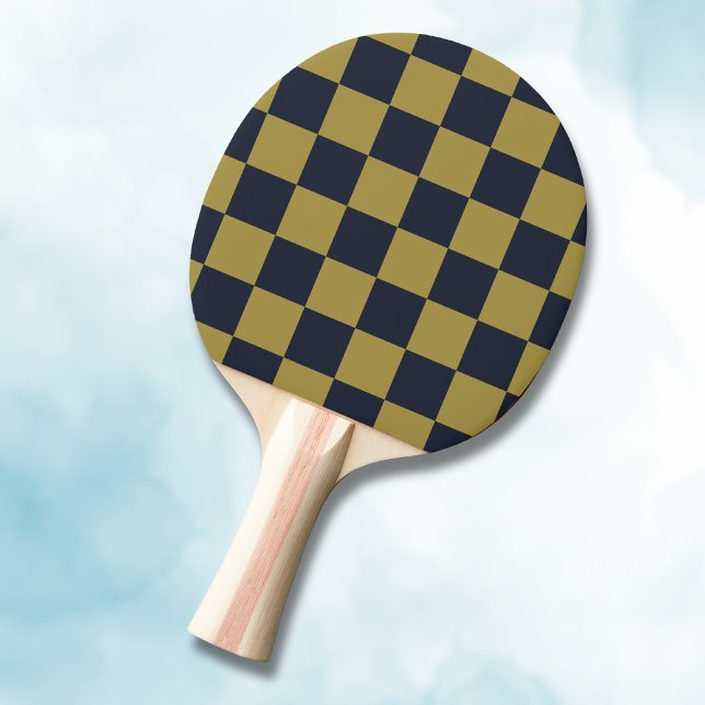 Raquete De Ping Pong Padrão Verificado Dourado e Marinho Elegante (Criador carregado)