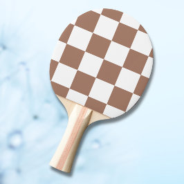 Raquete De Ping Pong Padrão verificado em branco e Mocha Mousse