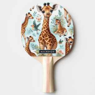 Raquete De Ping Pong Padrão Vintage Cute Baby Giraffe
