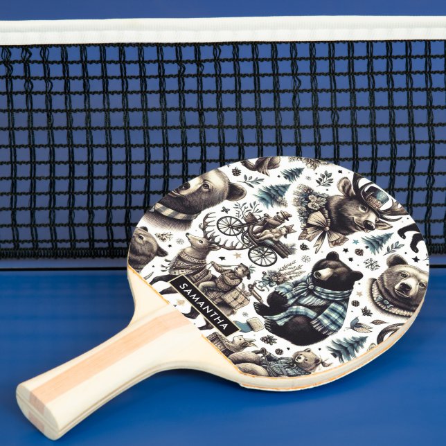 Raquete De Ping Pong Padrão Vintage Winter Animal (Insitu)