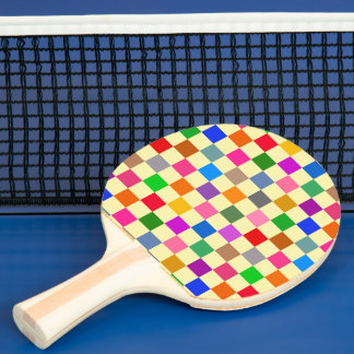 Raquete De Ping Pong Padrão Xadrez Colorido Amarelo