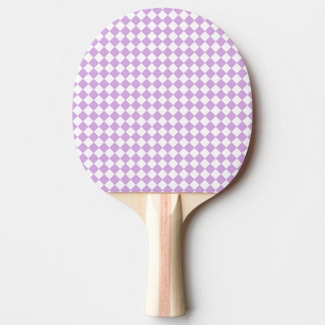 Raquete De Ping Pong Padrão Xadrez Roxo e Branco (Frente)