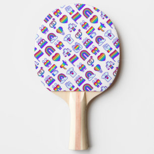 Raquete De Ping Pong Padrões coloridos do Ícone do Arco-Íris