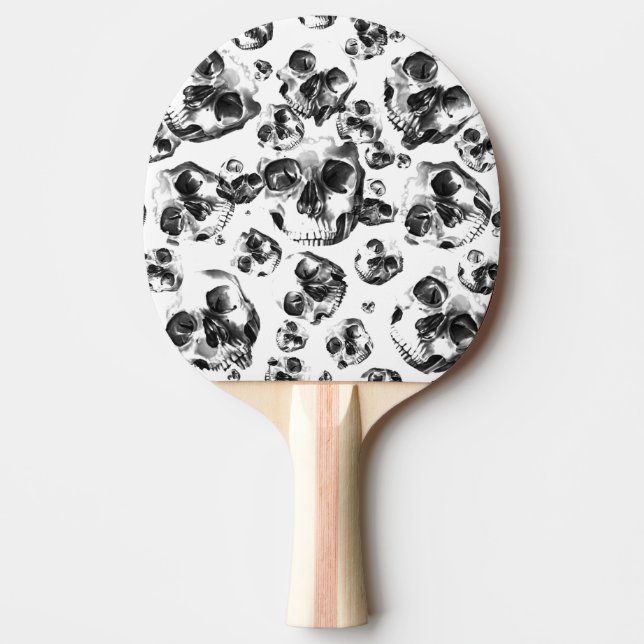 Raquete De Ping Pong Padrões negros e brancos Esqueleto Arte Crônica (Frente)
