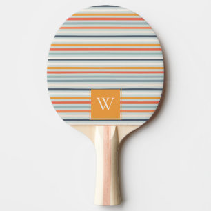 Raquete De Ping Pong Padrões riscados de Ochre Azul Cor-de-laranja-Cinz