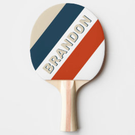 Raquete De Ping Pong Painel de Voo Vintage Bold Listrado com Nome