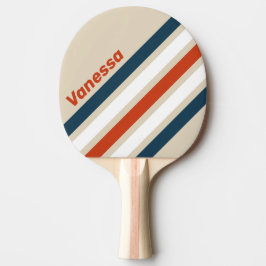 Raquete De Ping Pong Painel de Voo Vintage com Faixas Anguladas e Nome