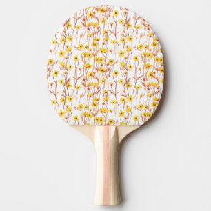 Raquete De Ping Pong Painted Yellow Daisies