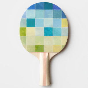 Raquete De Ping Pong Paisagem com Quadrados Pixilados Multicoloridos
