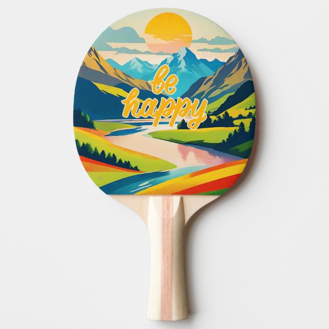 Raquete De Ping Pong Paisagem da Montanha Retroativa (Frente)