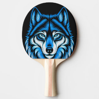 Raquete De Ping Pong Pala de Ping Pong Lobo en Pintura Artística Azul