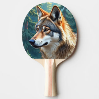 Raquete De Ping Pong Pala de Ping Pong Lobo observando en el Bosque