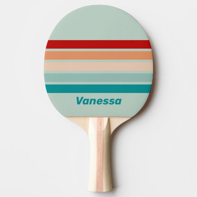 Raquete De Ping Pong Pale Seaglass Across Striping with Name (Frente)