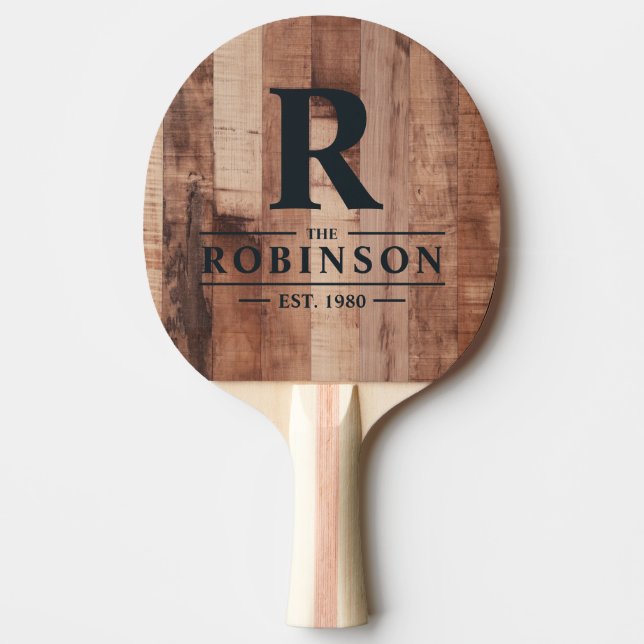 Raquete De Ping Pong Pallet Wood Boards Family Name & Initial (Frente)