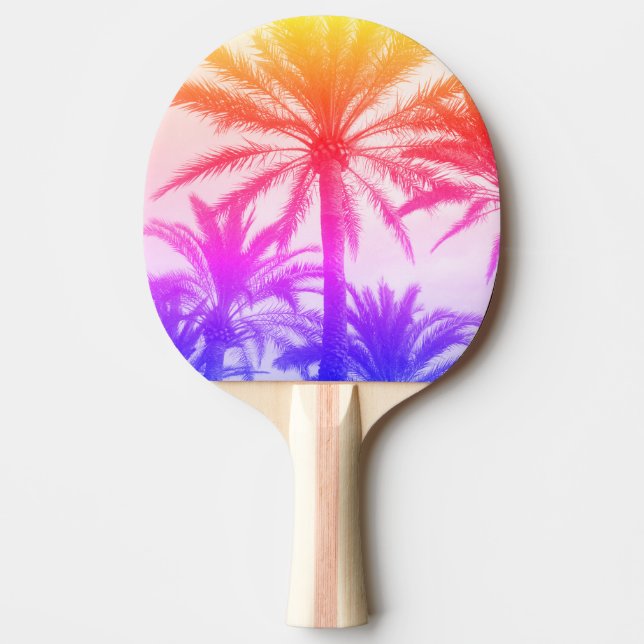 Raquete De Ping Pong palmeira tropical no verão, anos 80-retrô (Frente)