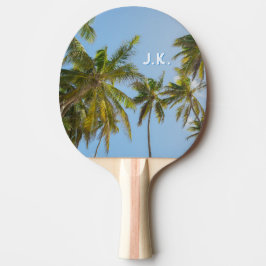 Raquete De Ping Pong Palmeira Tropical Personalizada (Iniciais e Texto