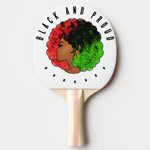 Raquete De Ping Pong Pan-africana menina mulher negra verde vermelho or