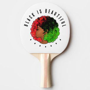 Raquete De Ping Pong Pan-africana menina mulher negra verde vermelho or