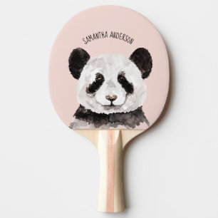 Raquete De Ping Pong Panda Moderna Com Nome E Pastel Rosa